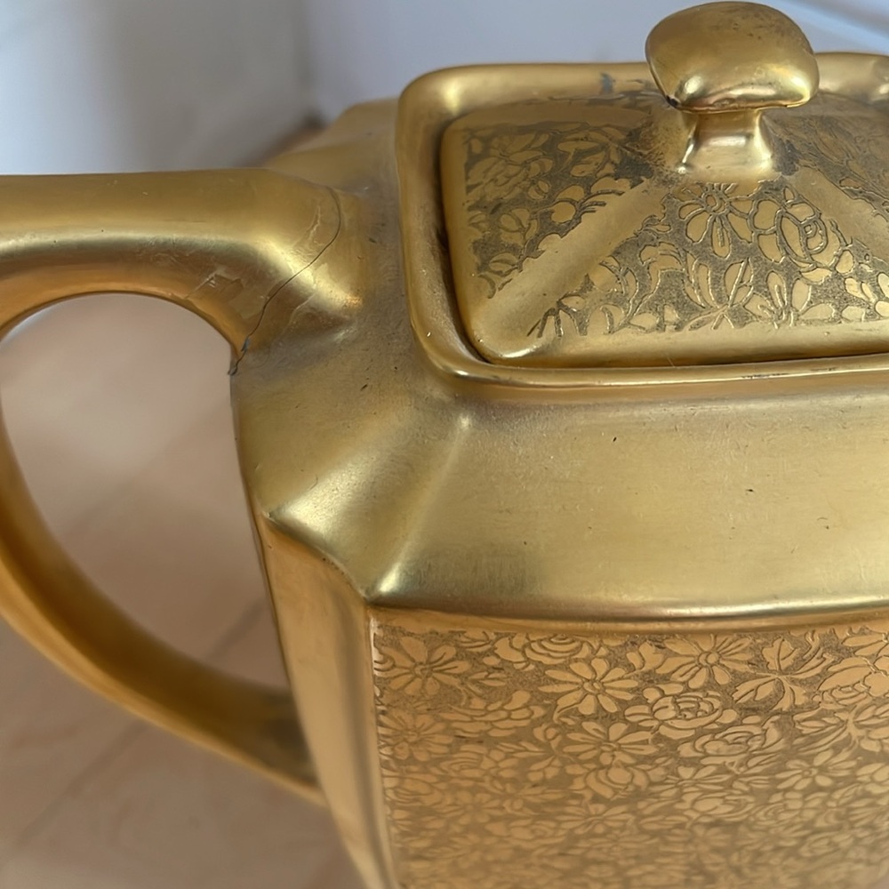PICARD OREMONT BAVARIA GILT PORCELAIN TEA POT-CREAMER-SUGAR BOWL - Picture 4 of 7